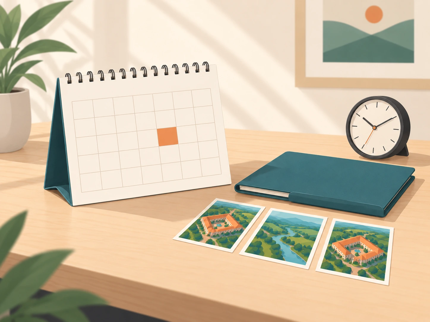 Illustrated calendar, media folder and clock representing the file-retention window.